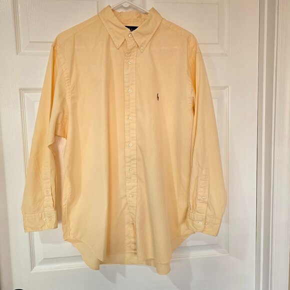 Ralph Lauren Men's Classic Fit Button Up Shirt Yellow Sz 17.5  32/33 - Picture 1 of 8